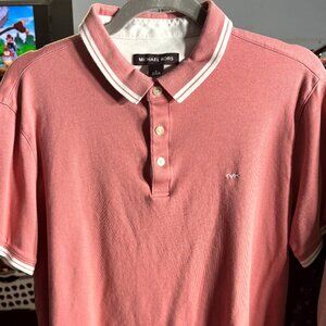 Michael Kors Salmon w White Trim 100% Cotton Men's Polo Shirt SZ Large